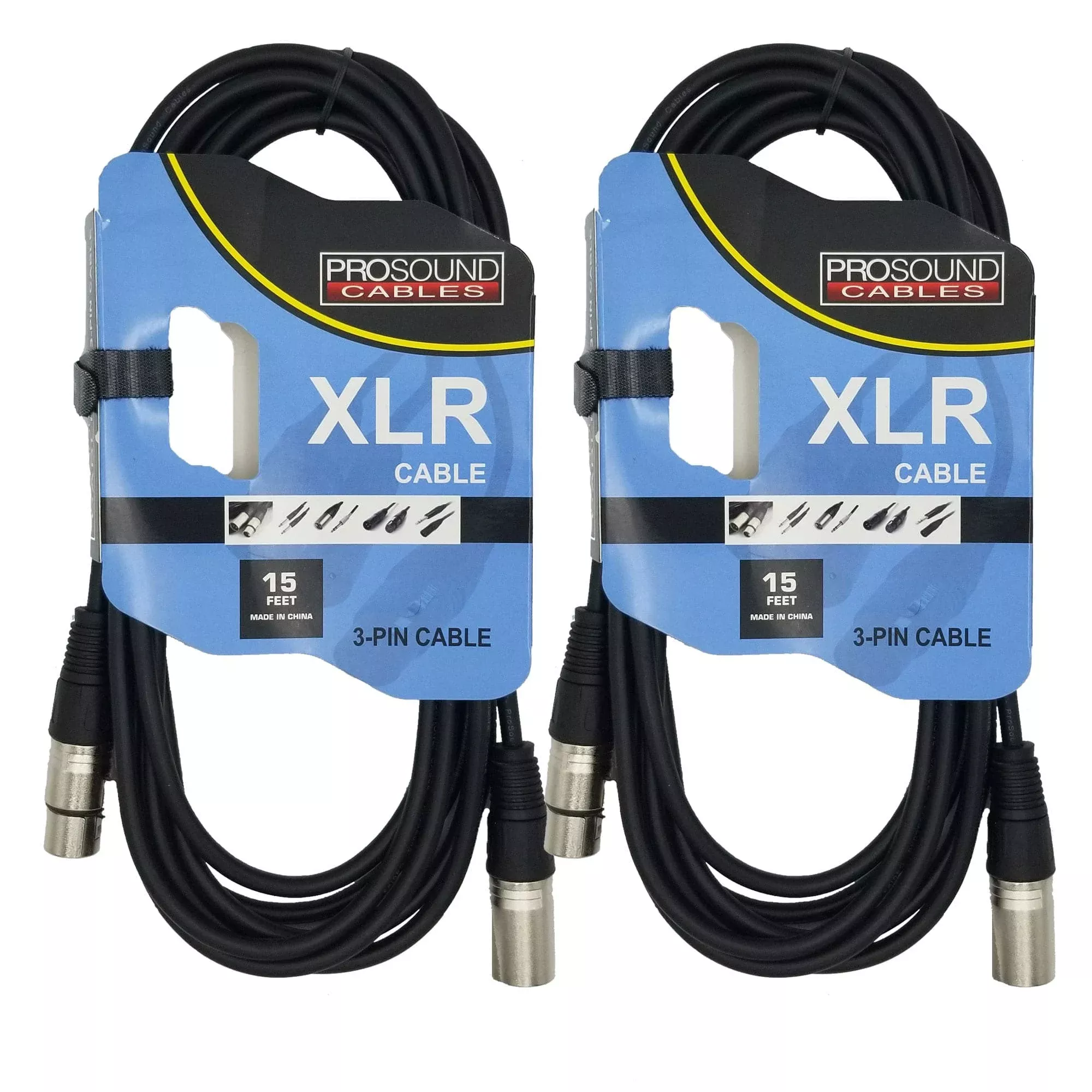 (2)ProSound Cable Audio 15 foot XLR Balanced Mic Snake Cord