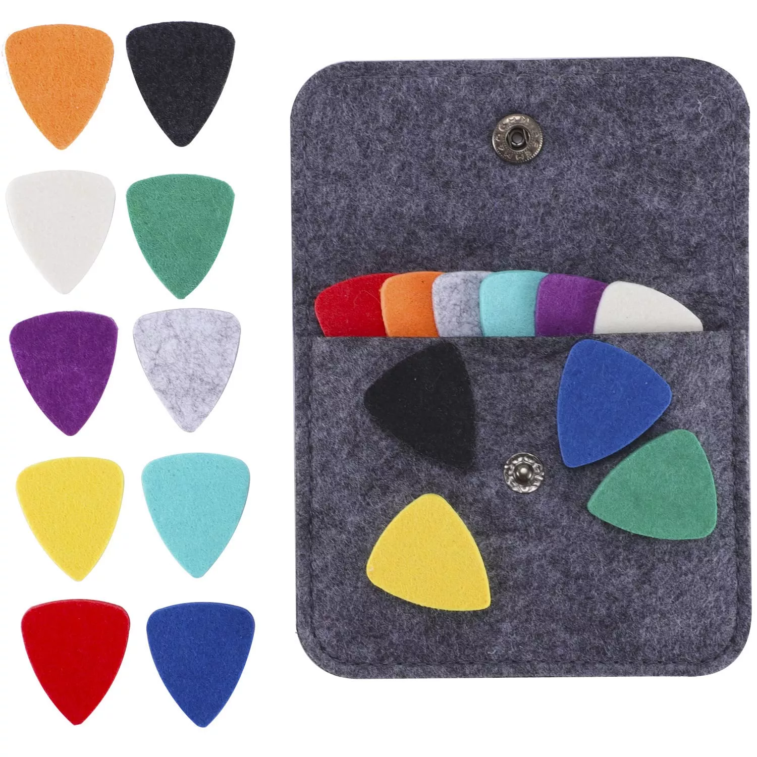 20 Pieces Felt Ukulele Picks,Felt Heart Shape Pick for Ukulele Guitar Bass with pick holder case (Multiple colors) (general, 10