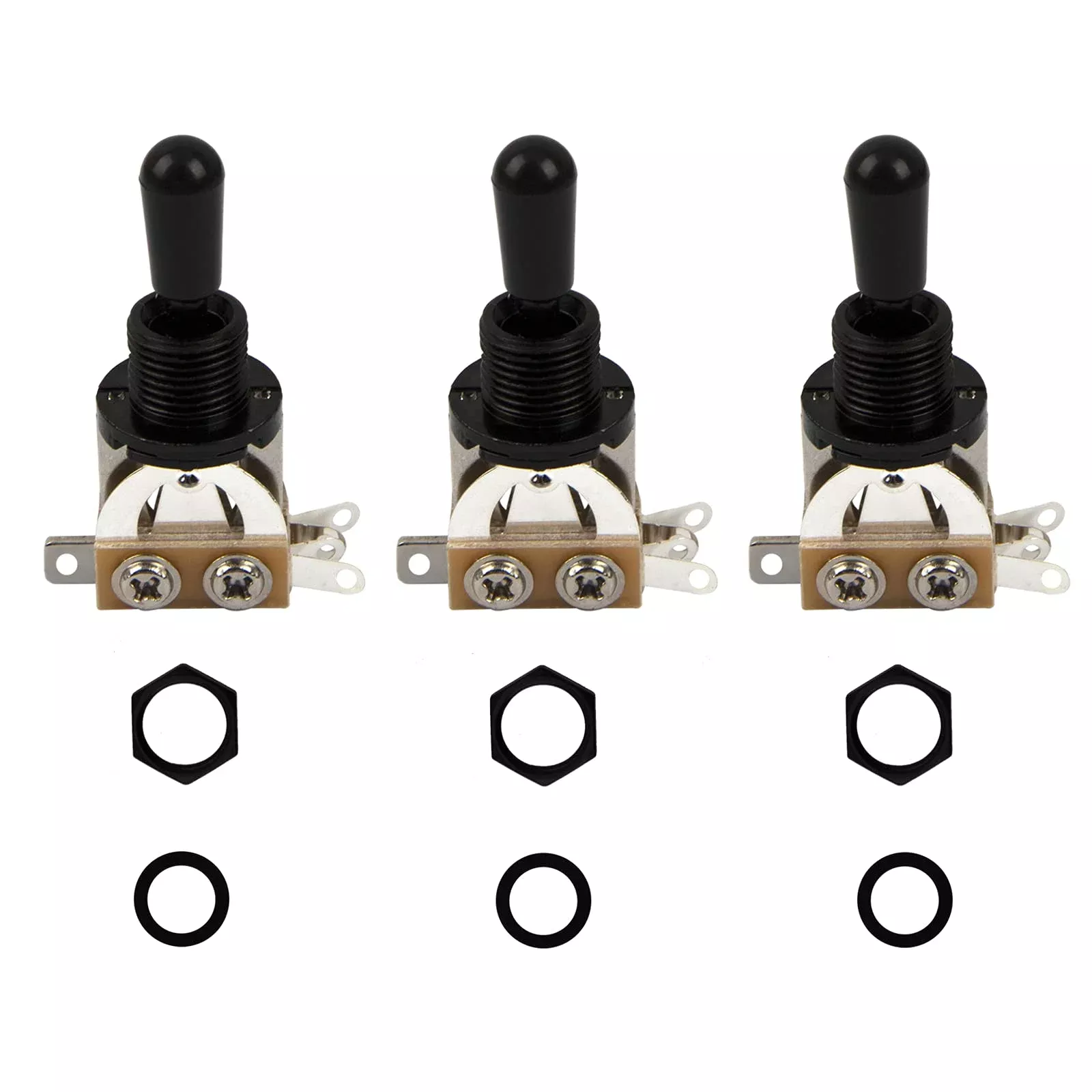 3Pcs Yootones 3 Way Short Straight Guitar Toggle Switch Pickup Selector Compatible with SG Epiphone Les Paul Electric Guitar (Bl