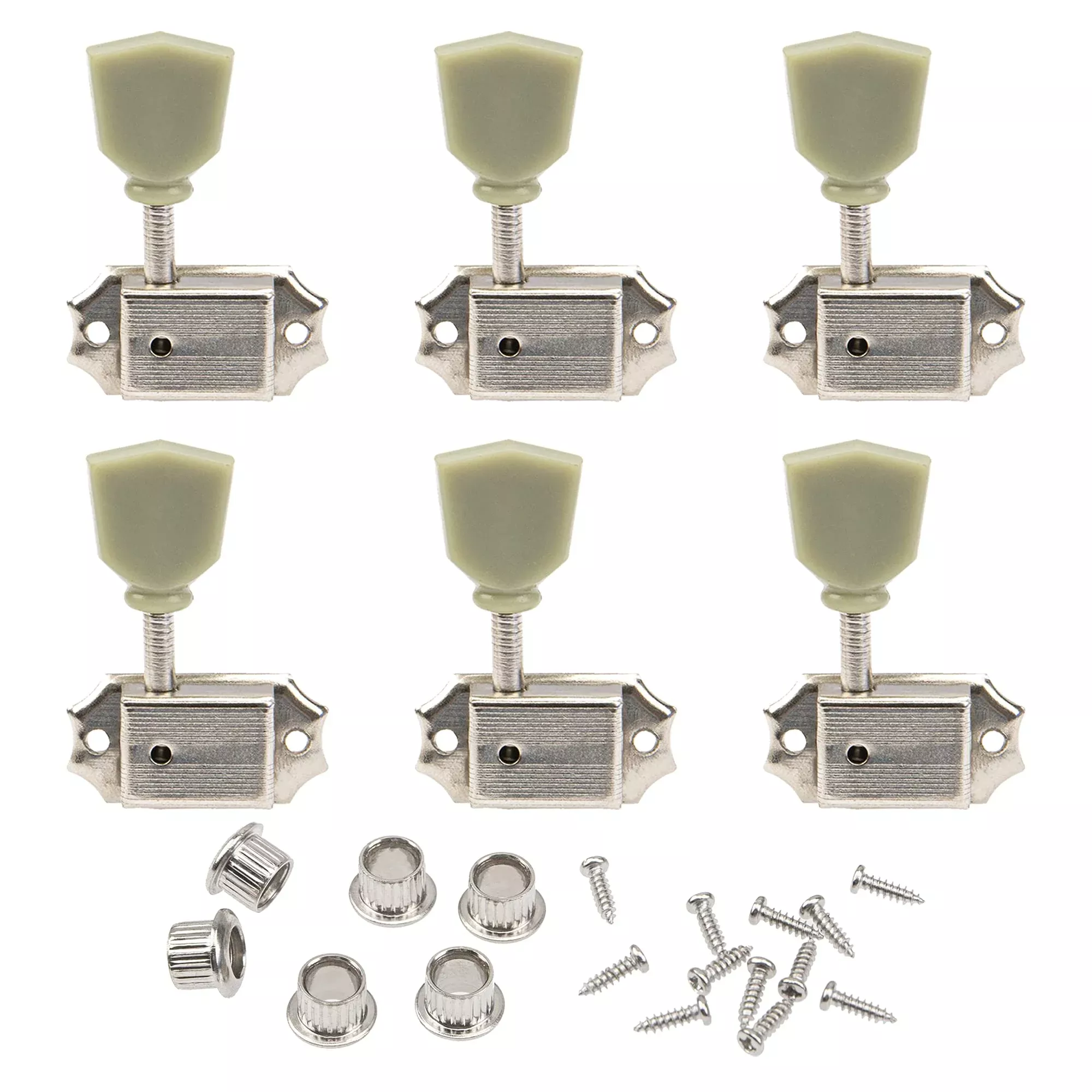 6Pcs Yootones Vintage Style Guitar Tuning Pegs Machine Head Tuners 3L3R Compatible with Les Paul Epiphone Guitar Parts (Silver)
